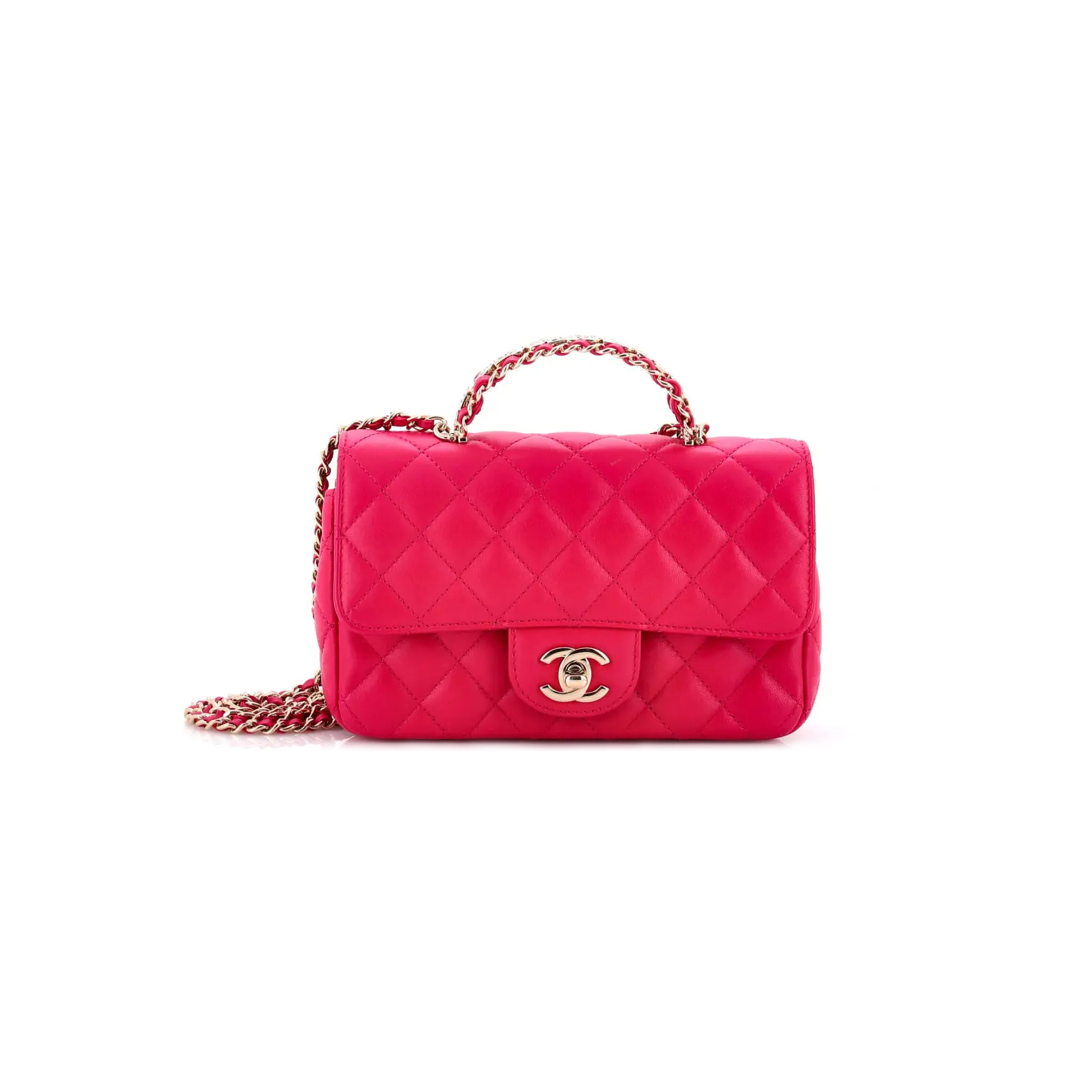 Ch*el pink leather handbag 1560943 (20*11*8cm)